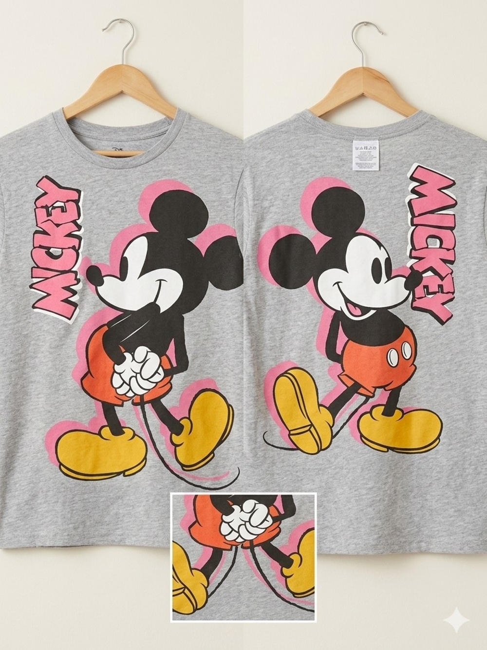 Disney Mickey Mouse Grey Graphic Tee Size Small